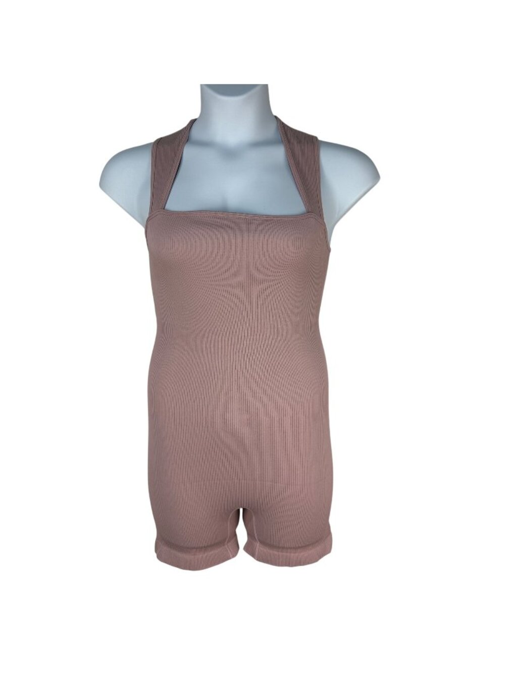 OQQ Womens Yoga Romper XL Stretch Square Neck Tummy Control Hide Pink